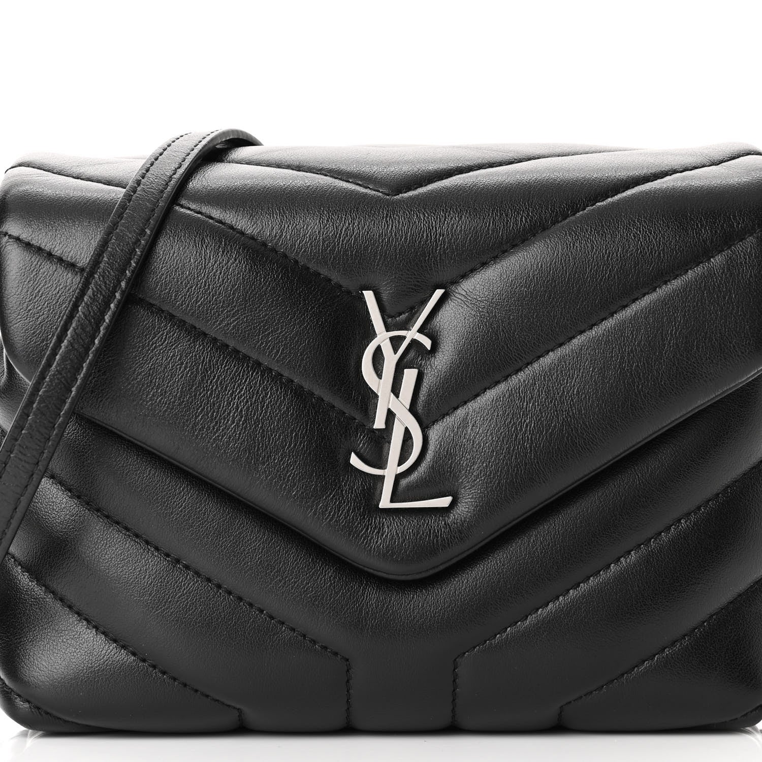Saint Laurent Calfskin Y Quilted Monogram Toy Loulou Crossbody Bag Black 7 of 10