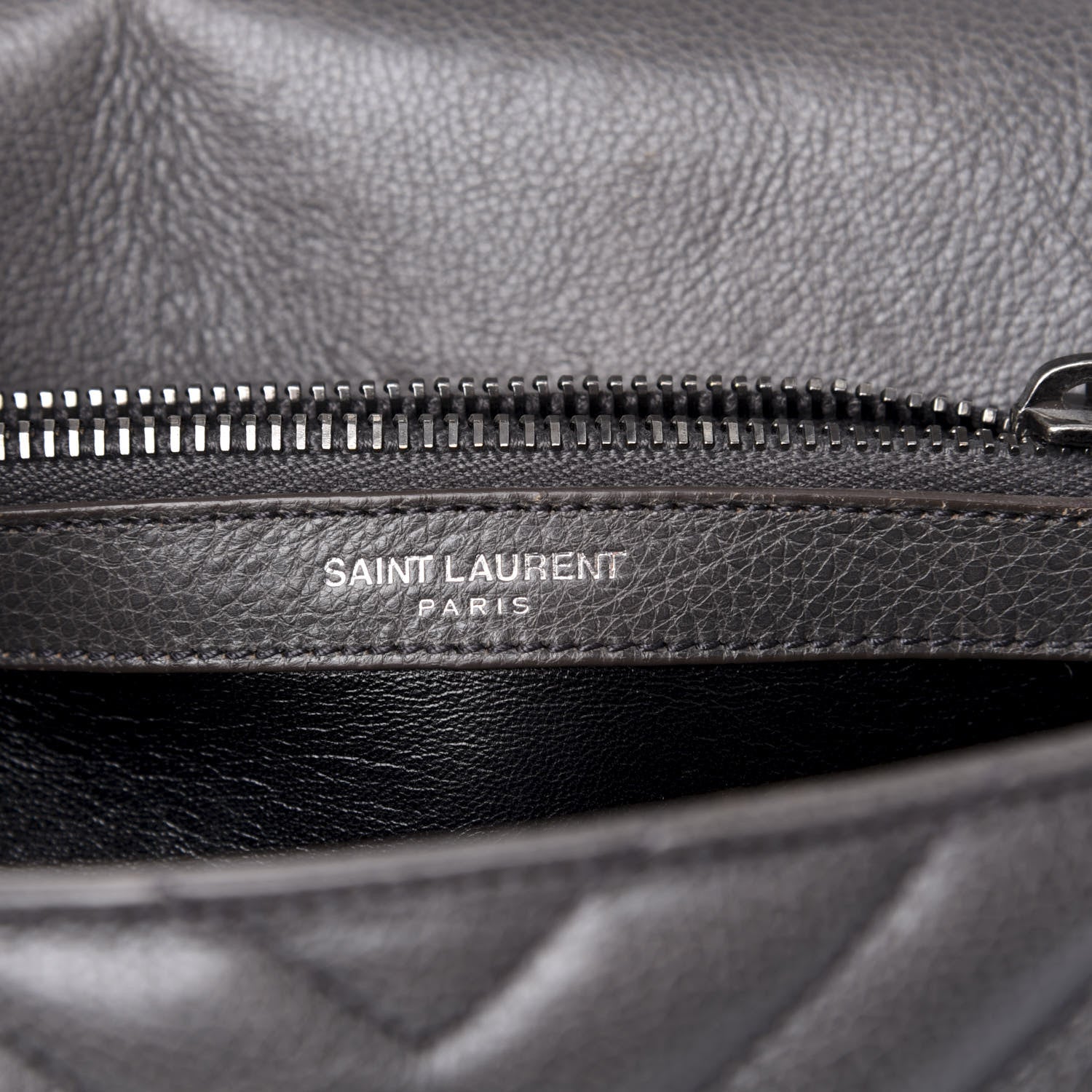 Saint Laurent Sheepskin Matelasse Chevron Monogram Medium College Bag Light Coal 5 of 8
