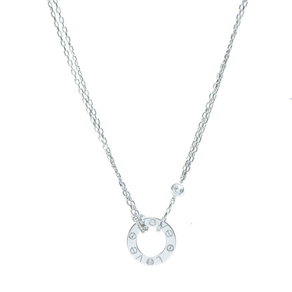 Cartier 18K White Gold 2 Diamond LOVE Necklace 1 of 7