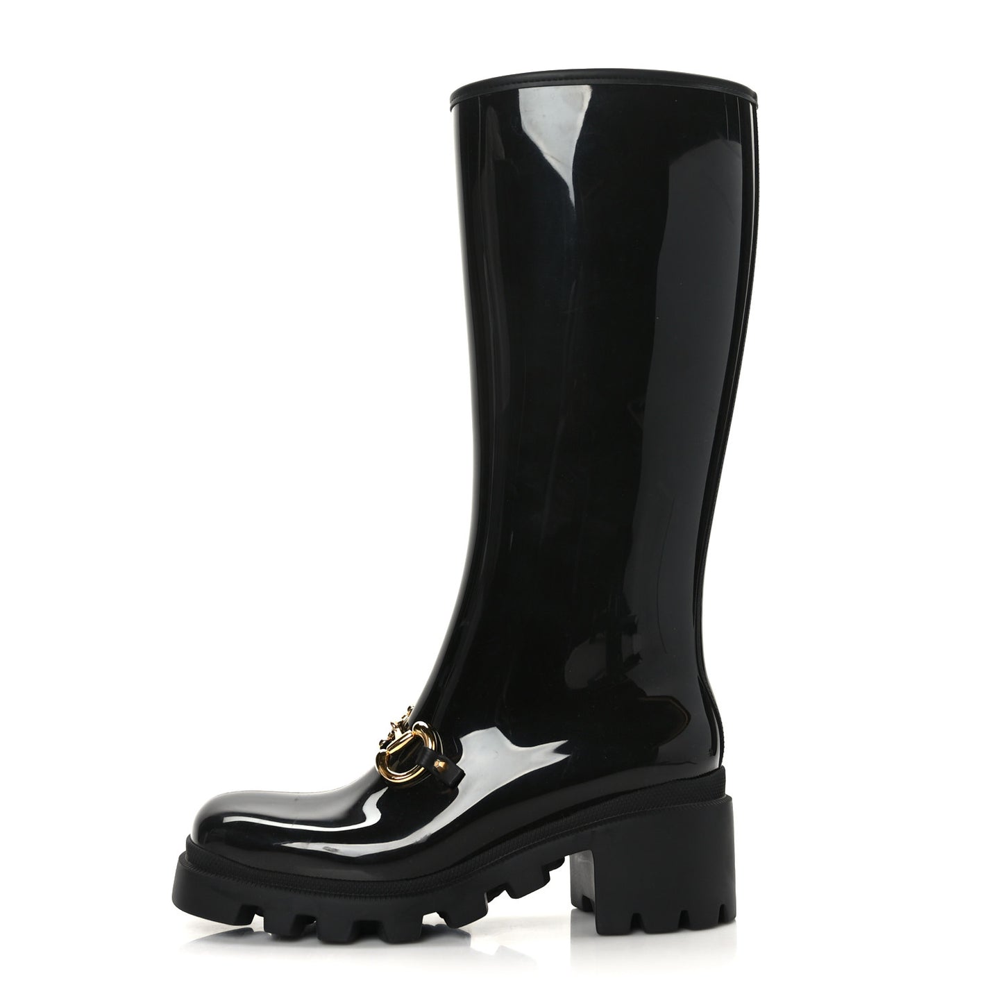 Rubber Horsebit Knee High Boots 40 Black