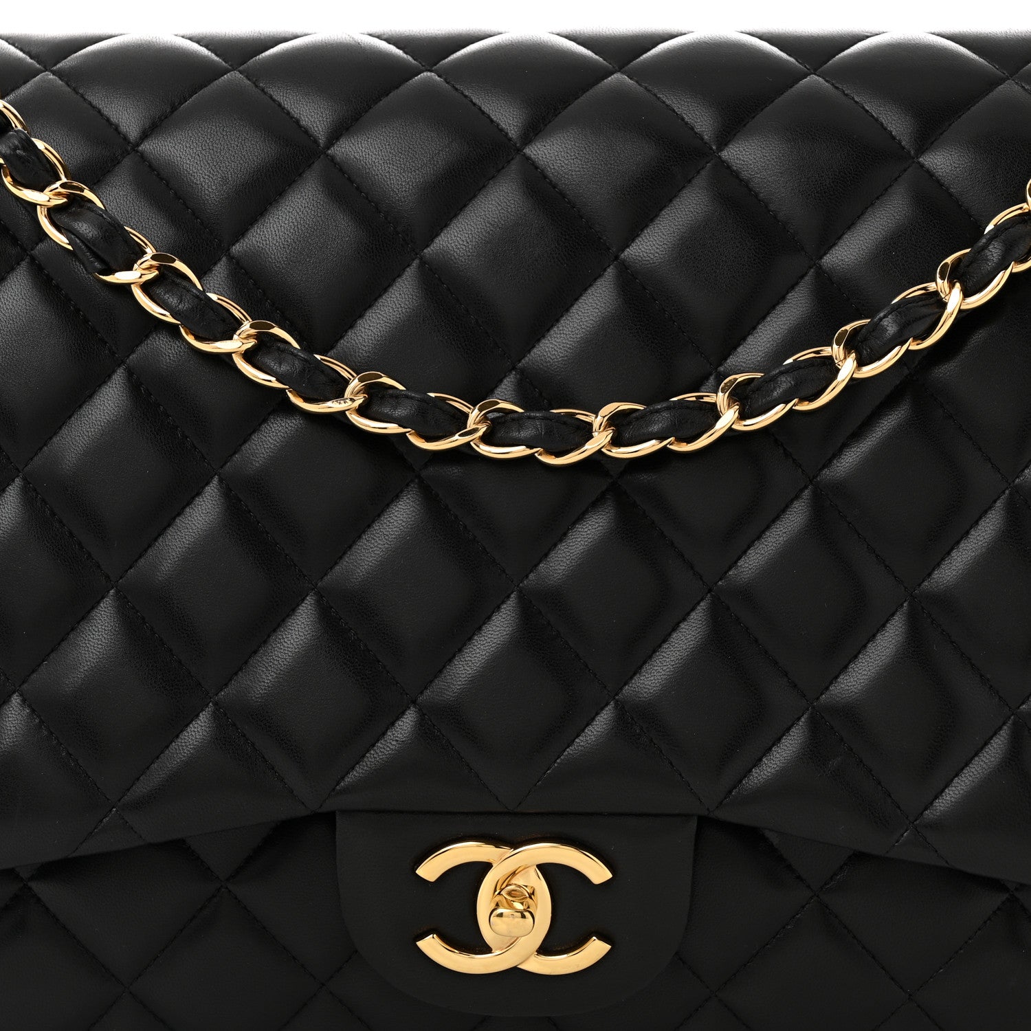 Chanel Lambskin Quilted Maxi Double Flap Black 8 of 11