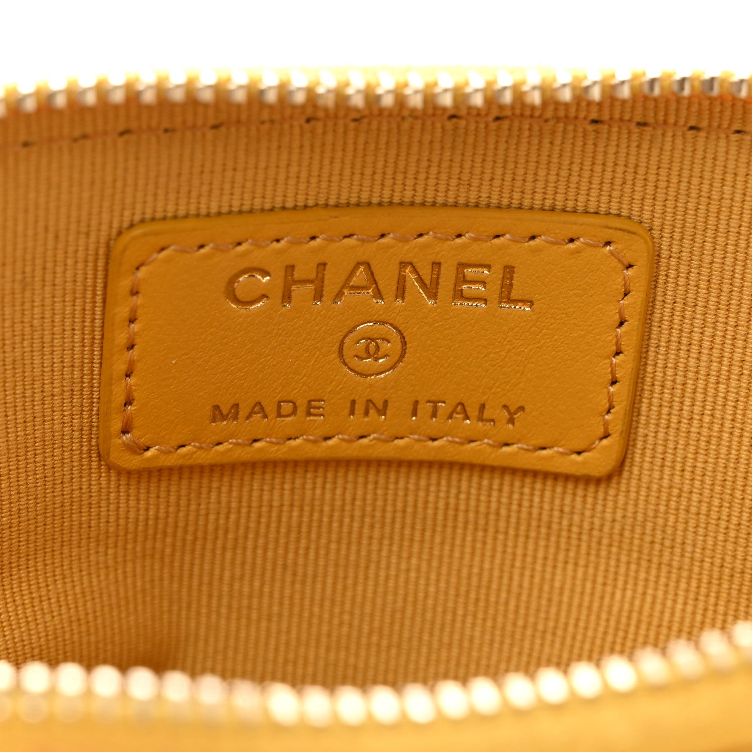 Chanel Caviar Quilted Zip Card Holder Wallet Yellow 6 of 8
