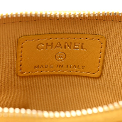 Chanel Caviar Quilted Zip Card Holder Wallet Yellow 6 of 8