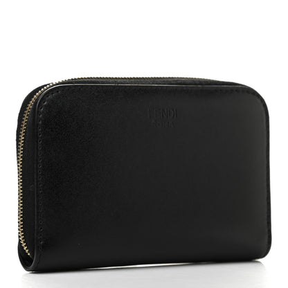 Fendi Vitello Liberty Lucido Metal Monster Eyes Mini Zip Around Wallet Black 3 of 7