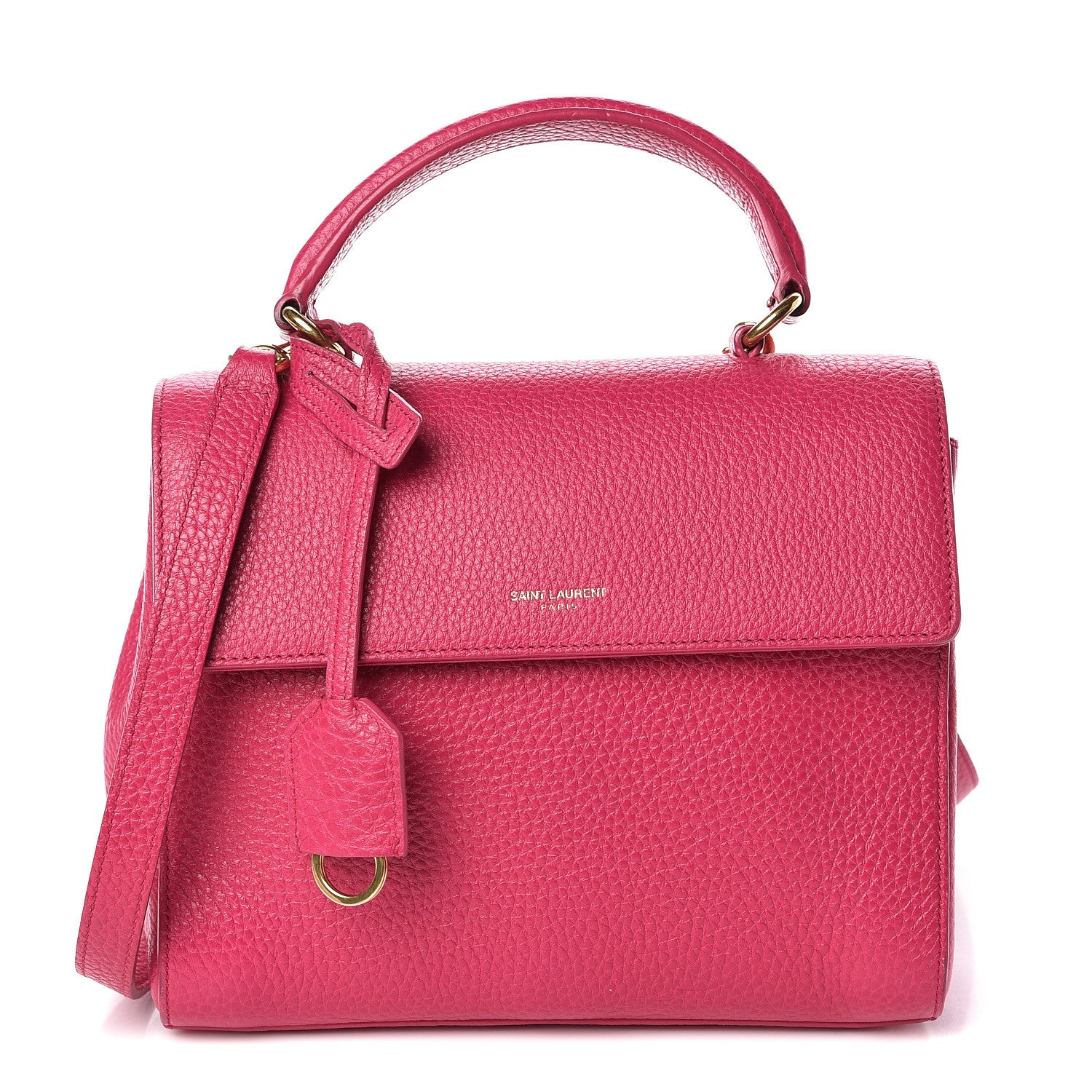 Saint Laurent Grained Calfskin Small Moujik Top Handle Bag Fuchsia 1 of 10