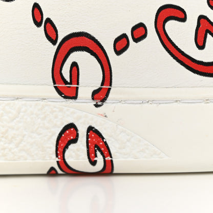 Gucci Calfskin GucciGhost Print Womens Ace Sneakers 39.5 White Hibiscus Red 15 of 16
