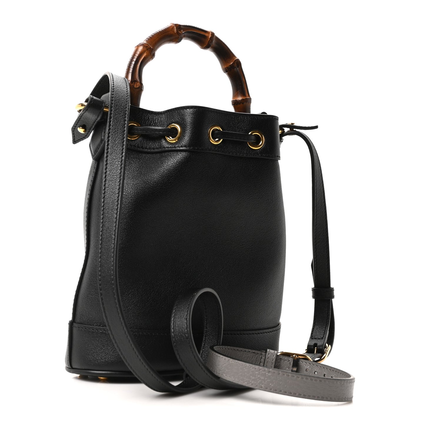 Softy Wonka Textured Dollar Calfskin Mini Diana Bucket Bag Black