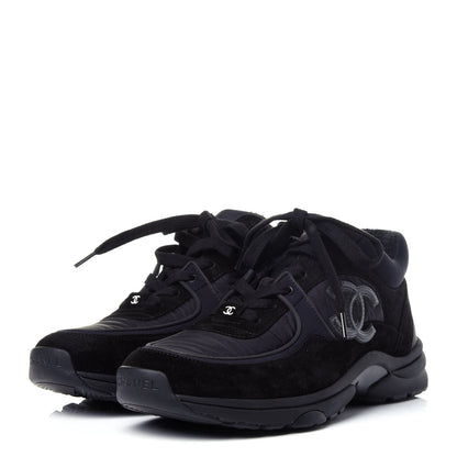 Chanel Nylon Calfskin Suede Calfskin CC Sneakers 38 Black 3 of 11