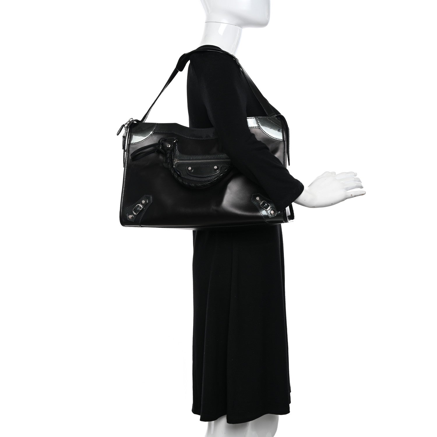 Balenciaga Smooth Calfskin Metallic Patent Giant 12 Silver Hardware City Black Gris 2 of 14