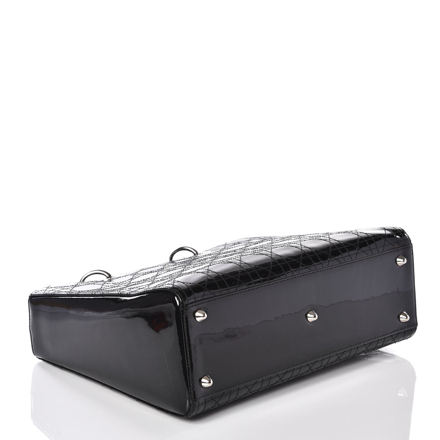 Patent Cannage Stitched Large Lady Dior Black
