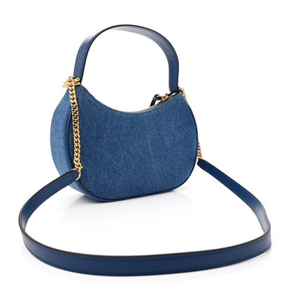 Versace Denim Calfskin Quilted Medusa Half Moon Shoulder Bag Blue 3 of 11
