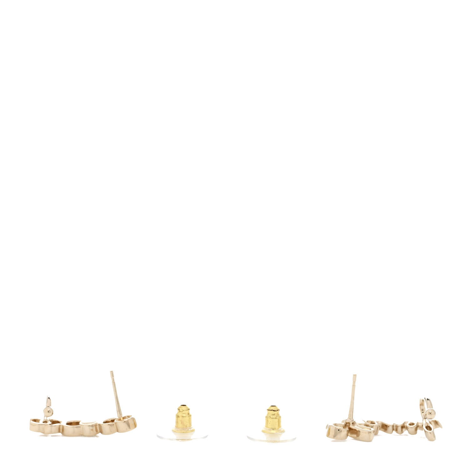 Chanel Metal Crystal Coco Script CC Climber Earrings Gold 3 of 4
