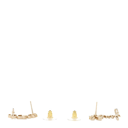 Chanel Metal Crystal Coco Script CC Climber Earrings Gold 3 of 4