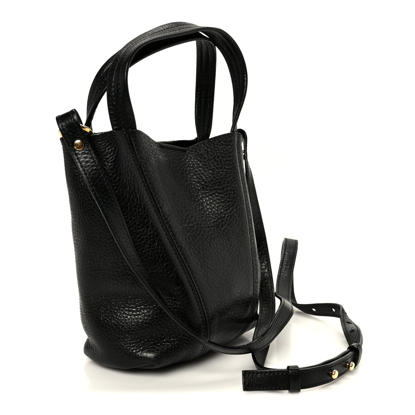 Grained Calfskin Small Spin Tote Black