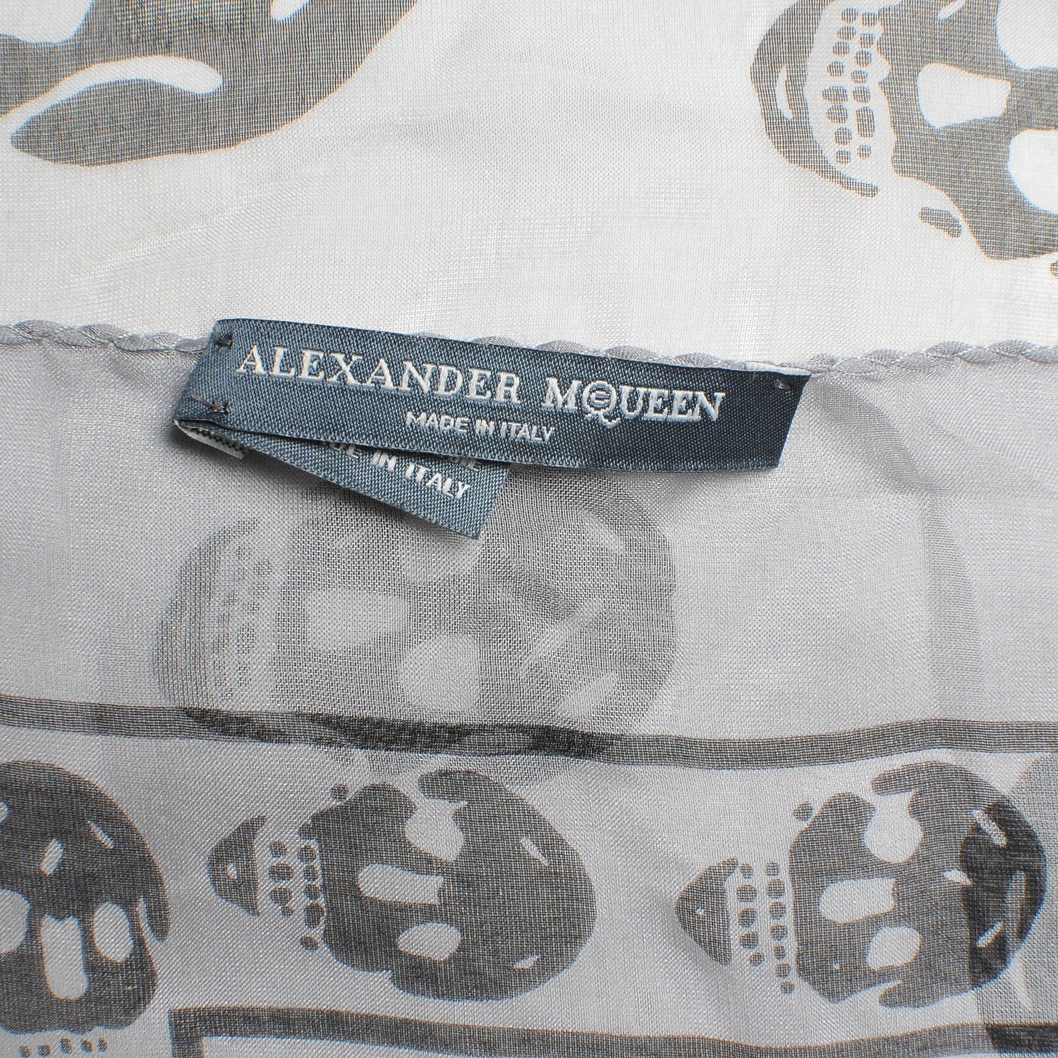 Alexander McQueen Silk Chiffon Skull Scarf Black Grey 5 of 5