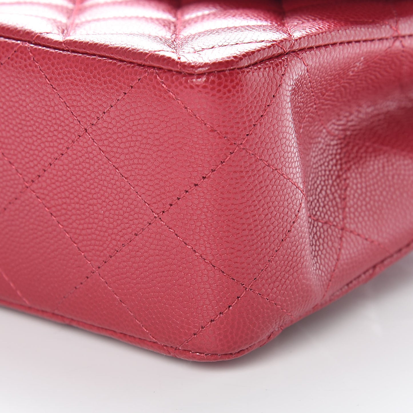 Caviar Quilted Medium Double Flap Dark Red
