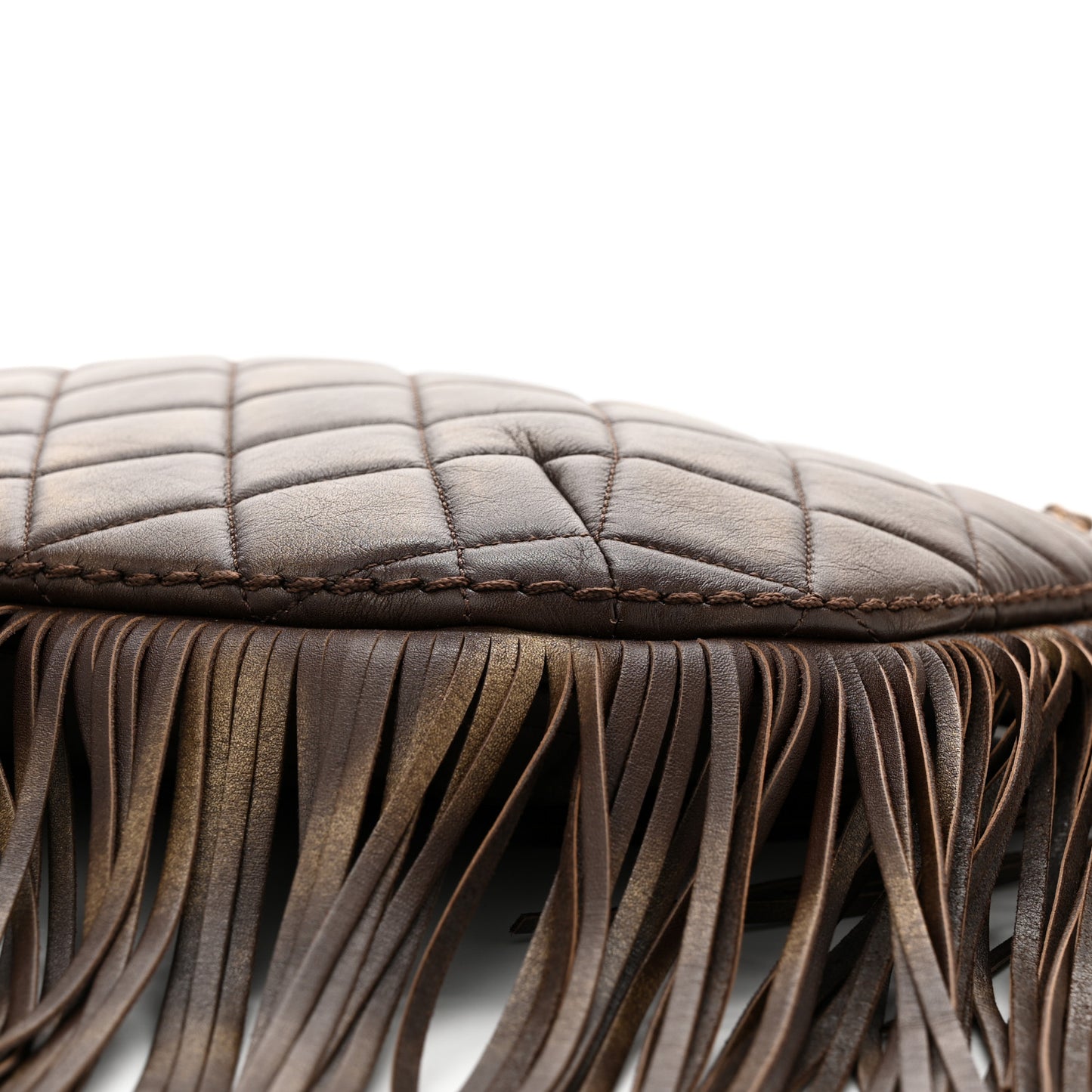Calfskin Quilted Into The Fringe Hobo Brown