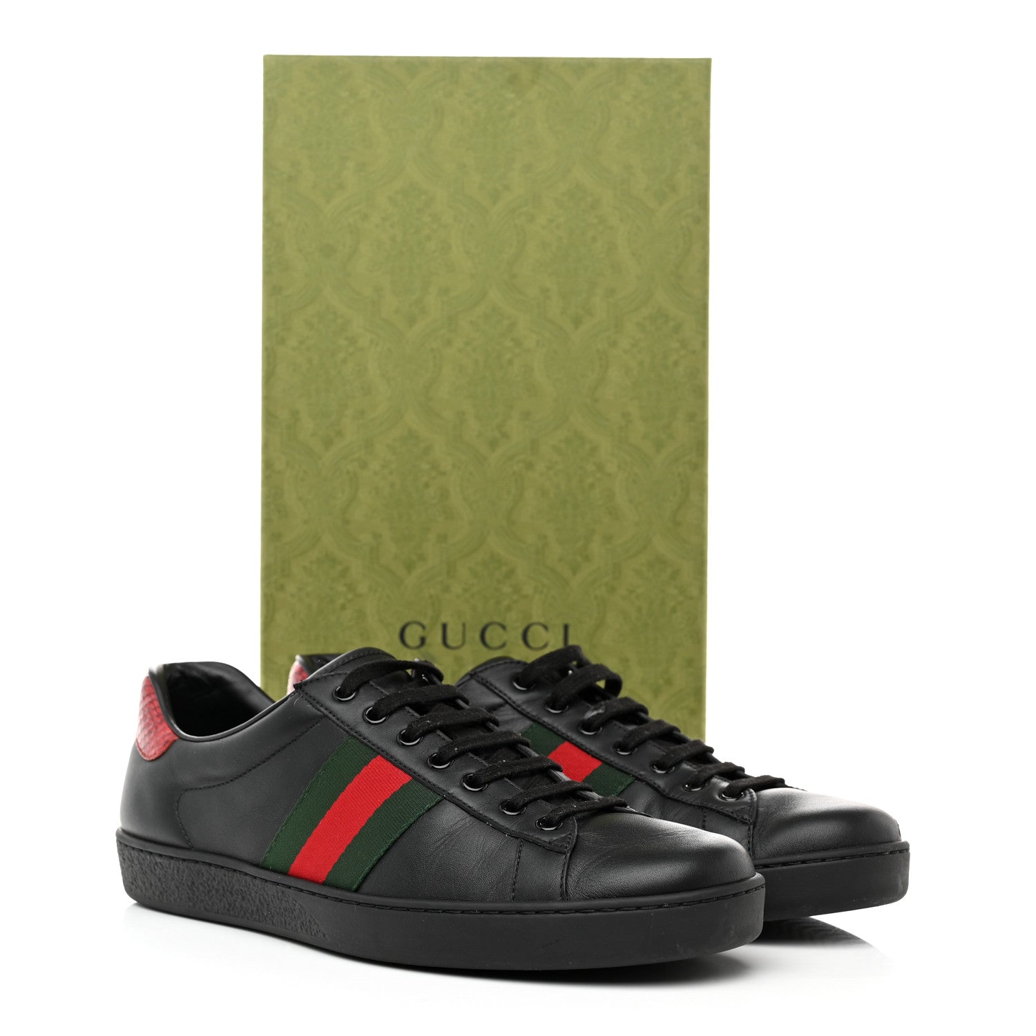 Gucci Miro Soft Calfskin Ayers Web Mens Ace Sneakers 9 Black Rosso 10 of 10