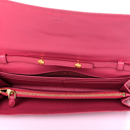 Prada Saffiano Metal Oro Chain Wallet Ibisco 4 of 16