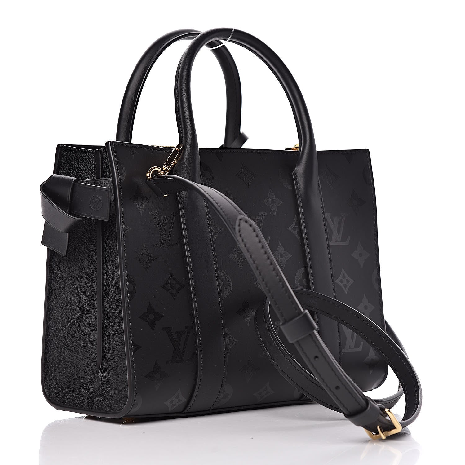 Louis Vuitton Monogram Cuir Plume Very Open Tote BB Black 3 of 9