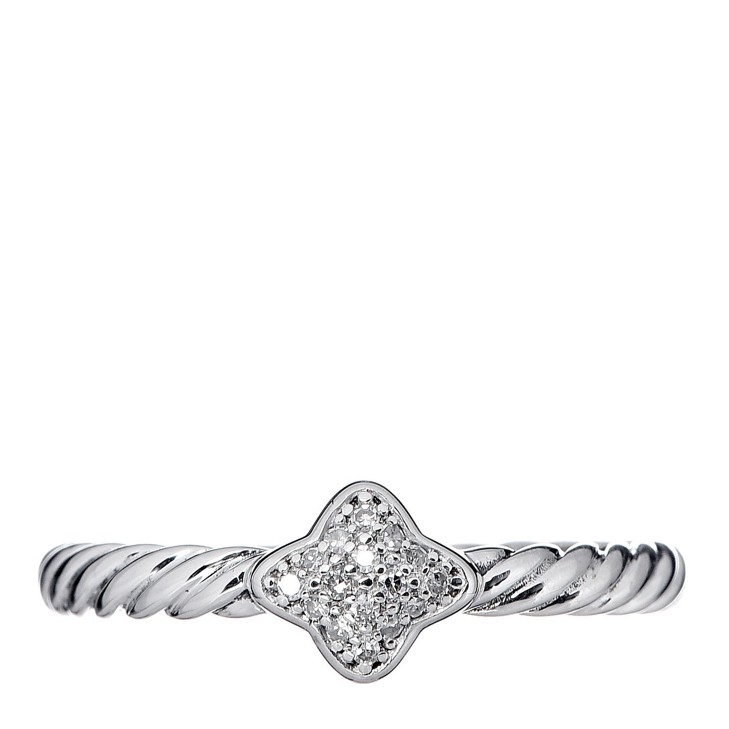 Sterling Silver Diamond Quatrefoil Ring 52 6