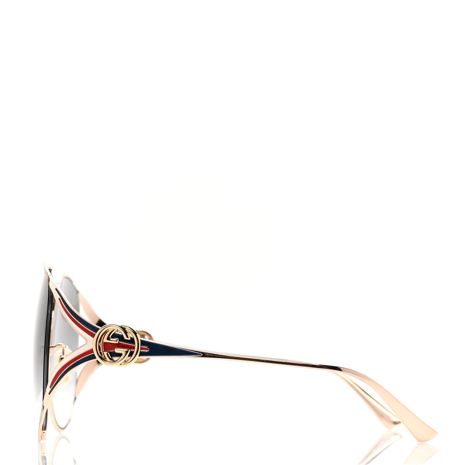 Gucci Metal Oversized Round Frame GG0225S Sunglasses Gold 3 of 6