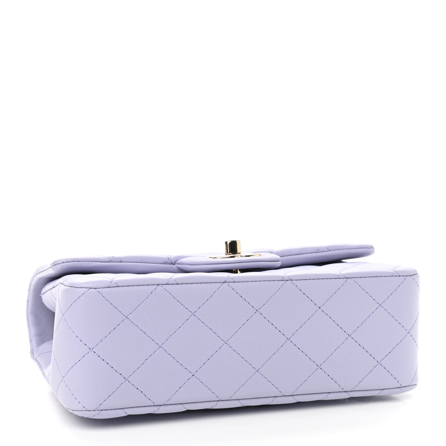 Lambskin Quilted Mini Top Handle Rectangular Flap Light Purple