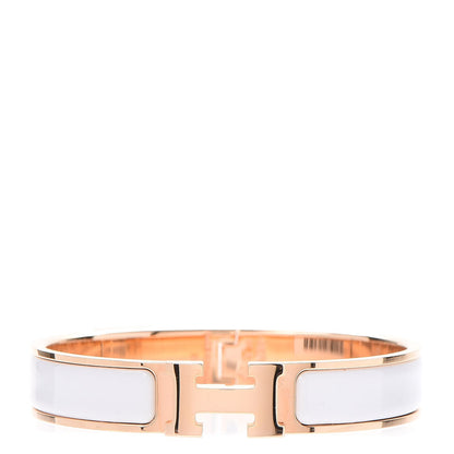 Hermes Enamel Narrow Clic Clac H Bracelet GM White 1 of 5