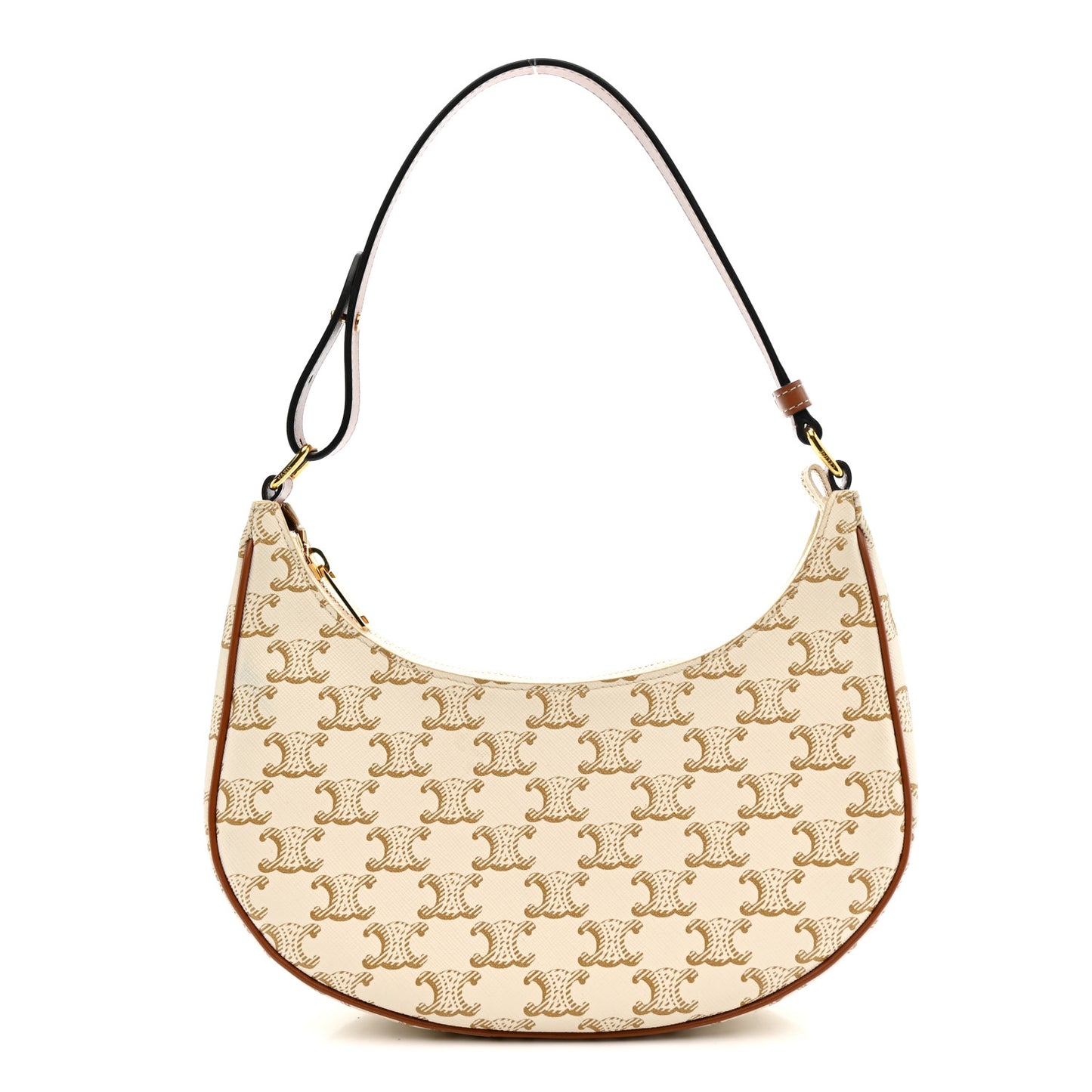 Canvas Calfskin Ava Triomphe Shoulder Bag White
