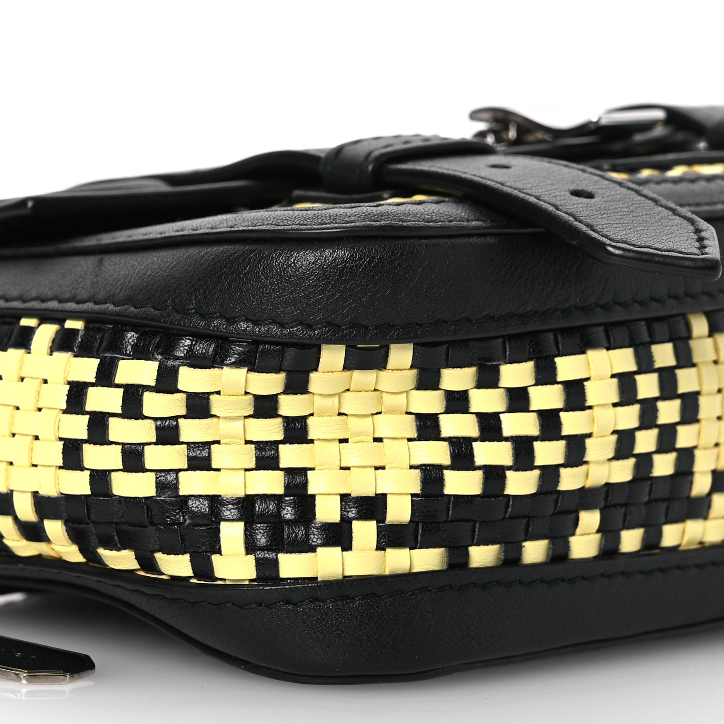 Lambskin Woven Plaid Micro PS1 Satchel Black Butter Toast