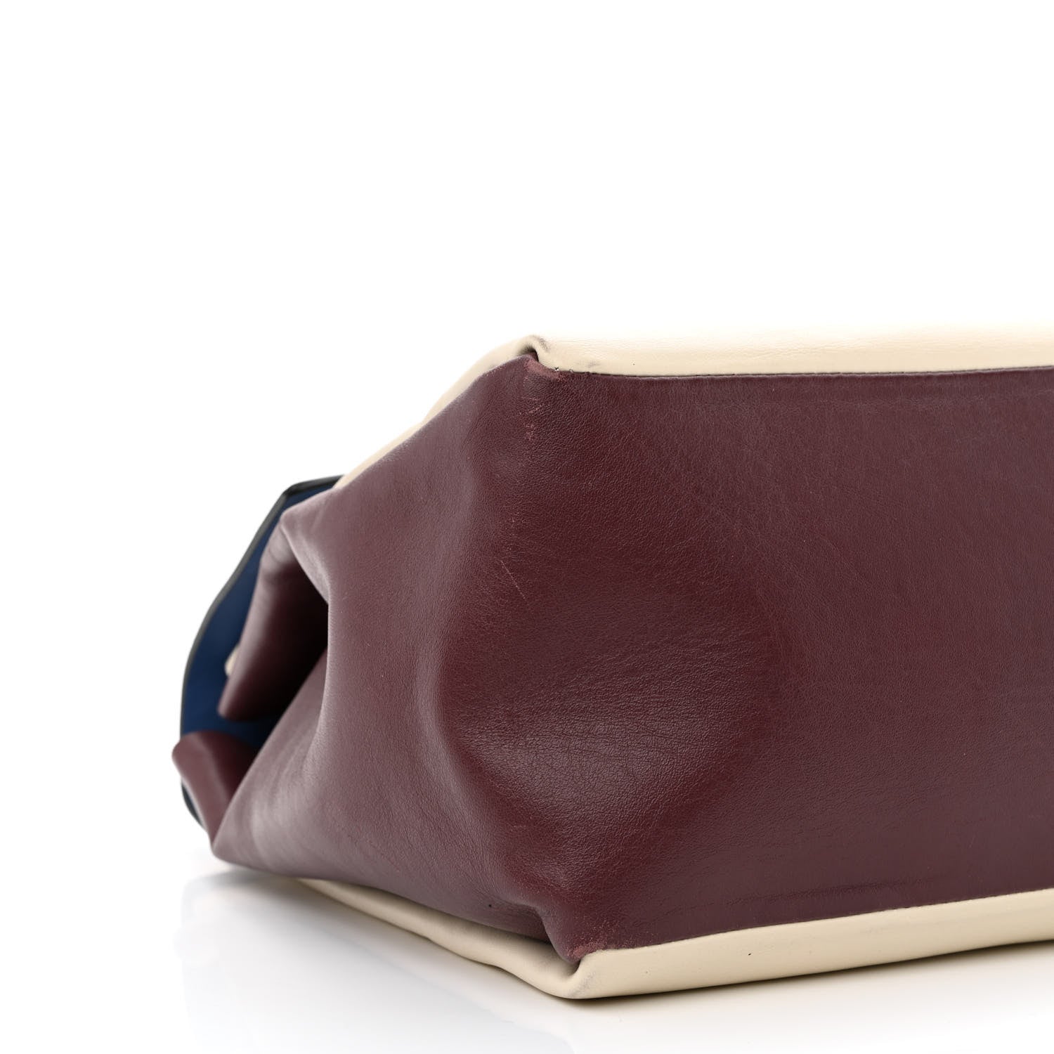Valentino Garavani Calfskin Colorblock Single Handle Satchel Cream Blue Burgundy 9 of 14