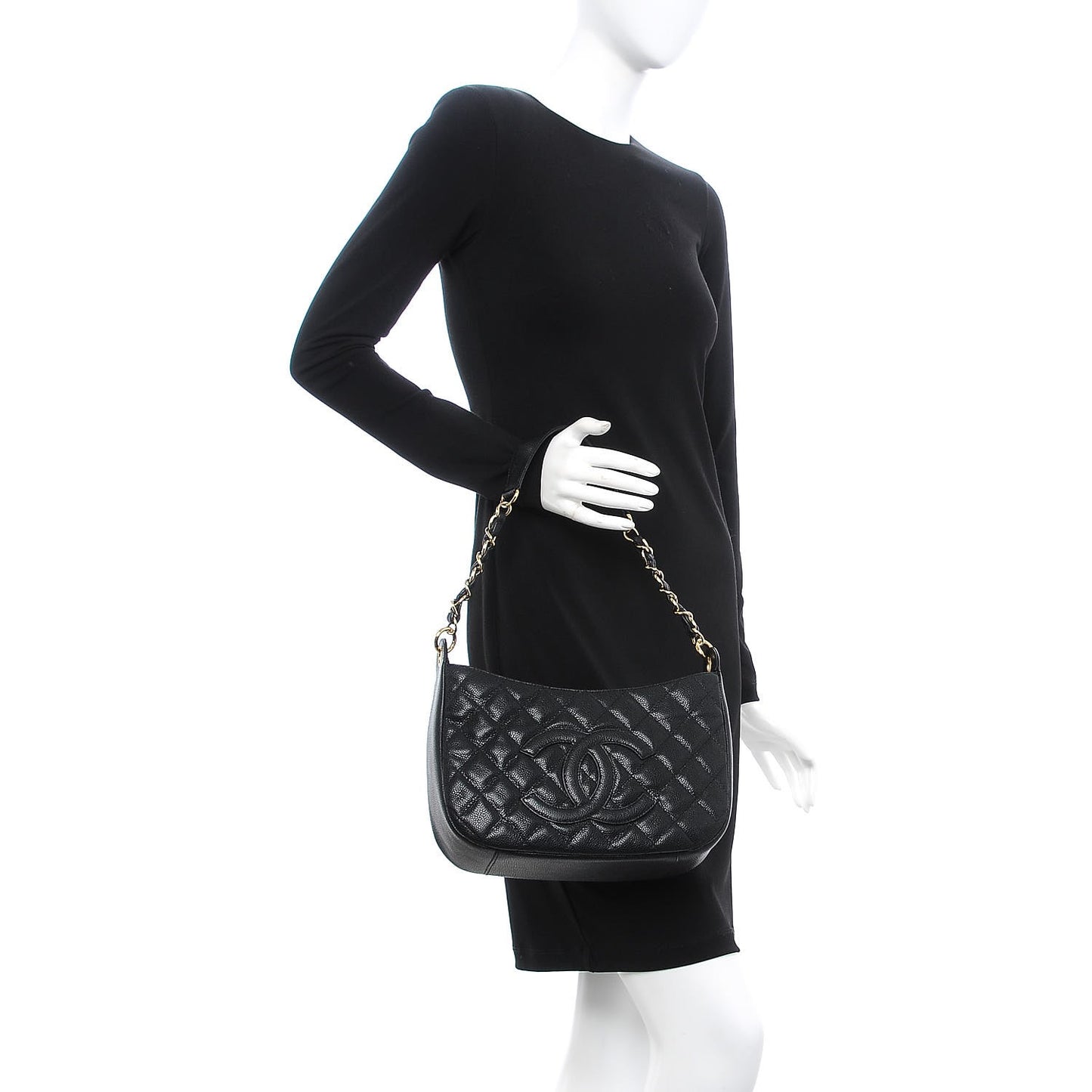 Caviar Quilted Hobo Black