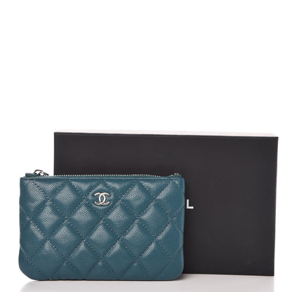 Chanel Caviar Quilted Small Cosmetic Case Dark Turquoise 8 of 8