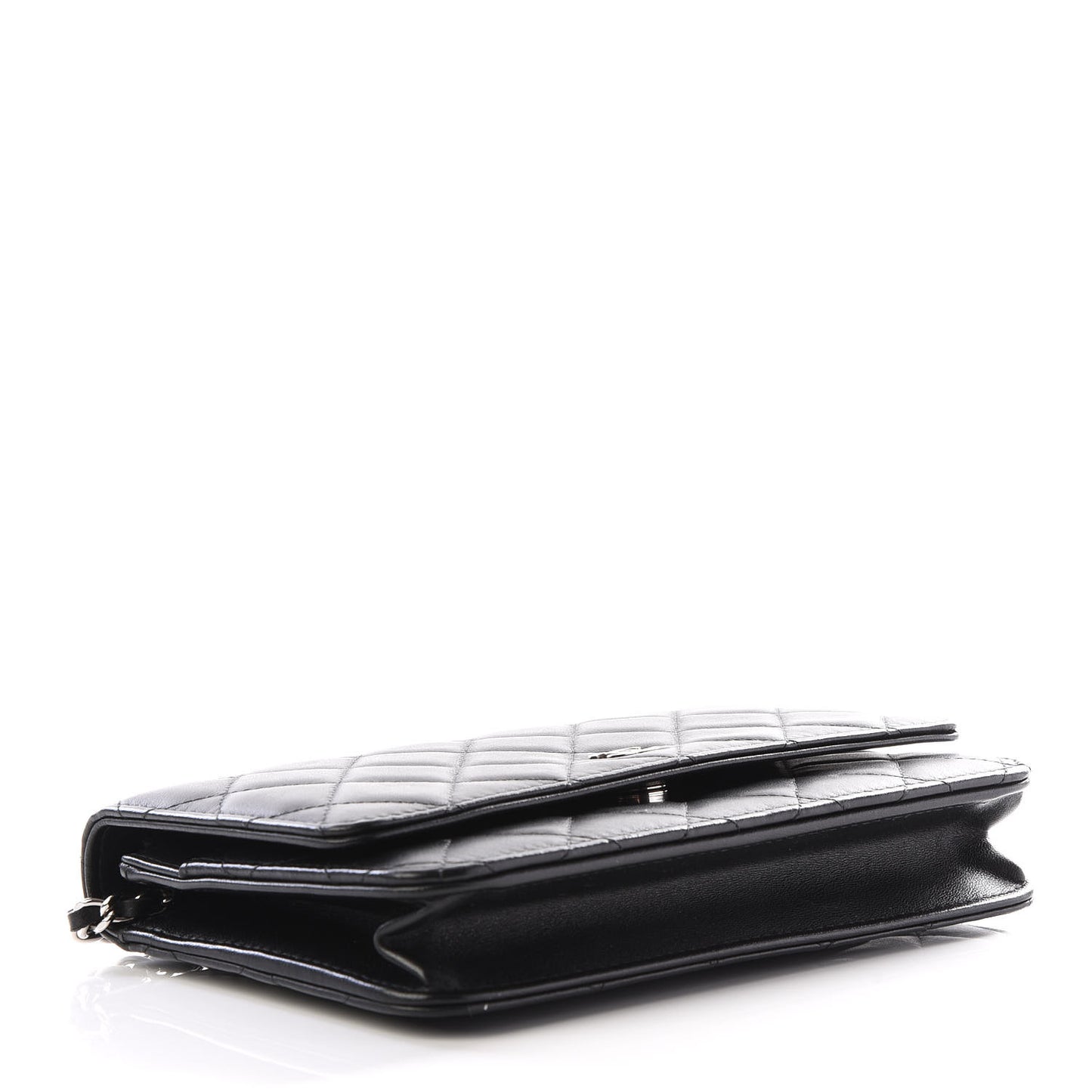 Lambskin Quilted Wallet On Chain WOC Black