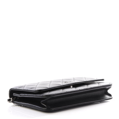 Chanel Lambskin Quilted Wallet On Chain WOC Black 3 of 11