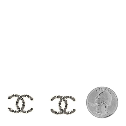 Chanel Lambskin Chain CC Earrings Silver Grey 2 of 4