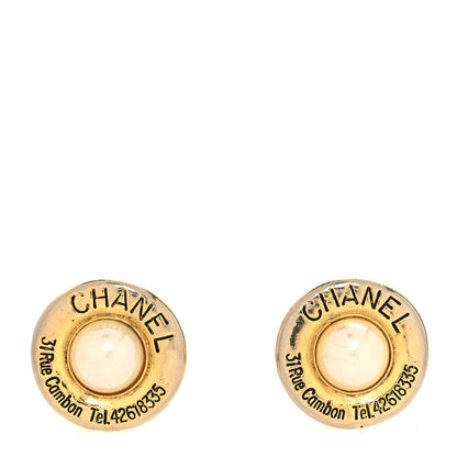Chanel Pearl Rue Cambon Clip On Earrings Gold 1 of 5
