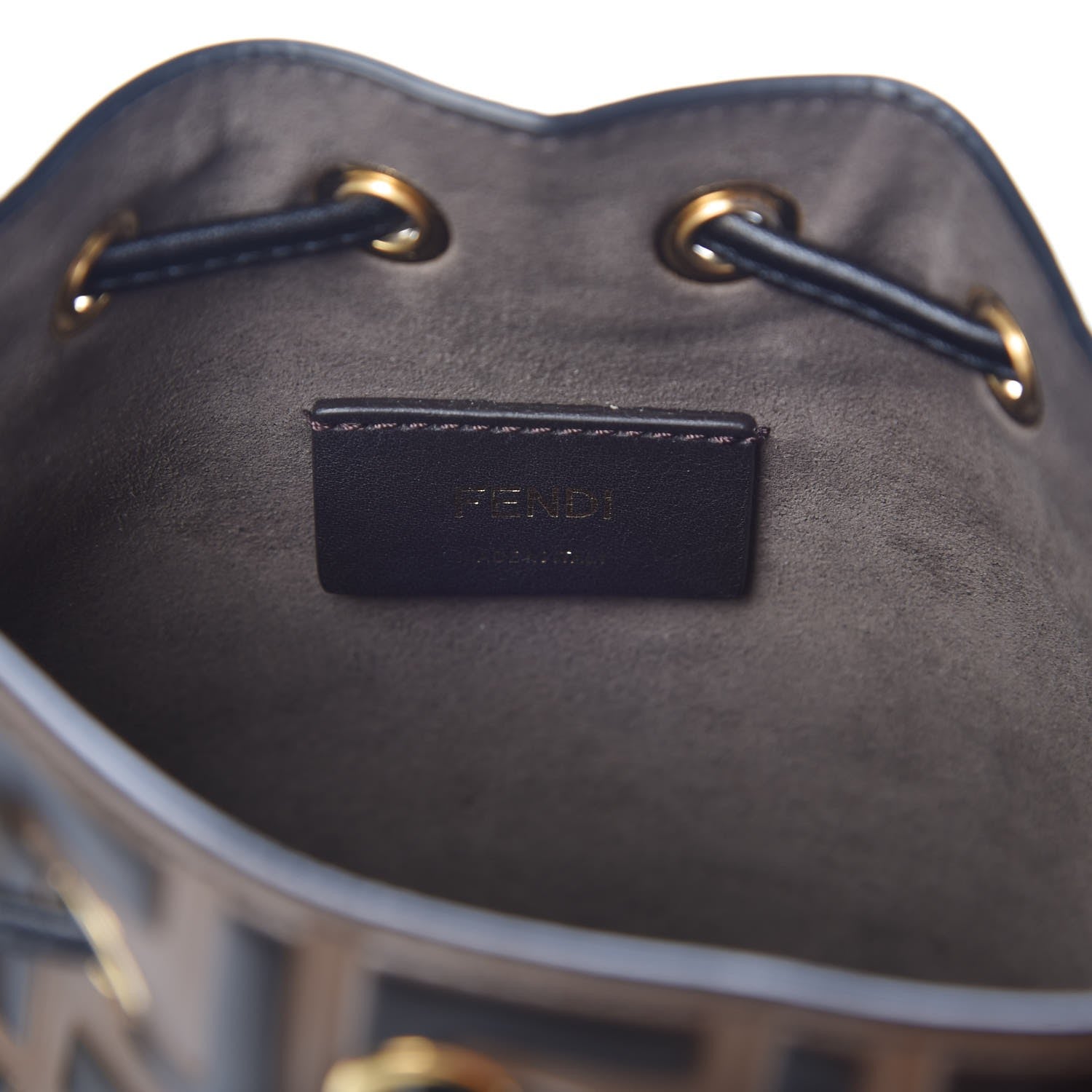 Fendi Vitello Liberty F is Fendi Bi-Color FF 1974 Embossed Mini Mon Tresor Bucket Bag Maya Black 6 of 9