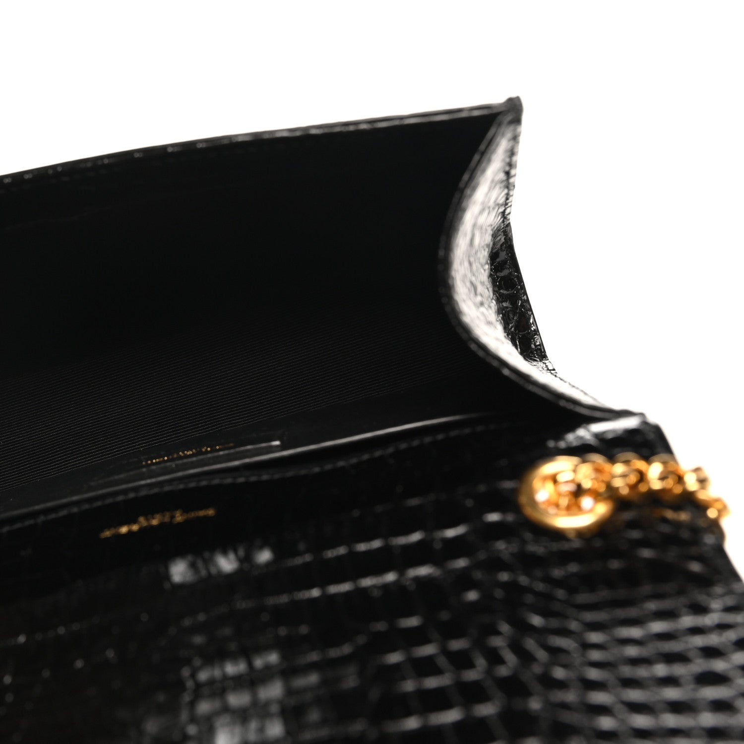 Saint Laurent Calfskin Crocodile Embossed Small Classic Monogram Kate Tassel Satchel Black 5 of 10