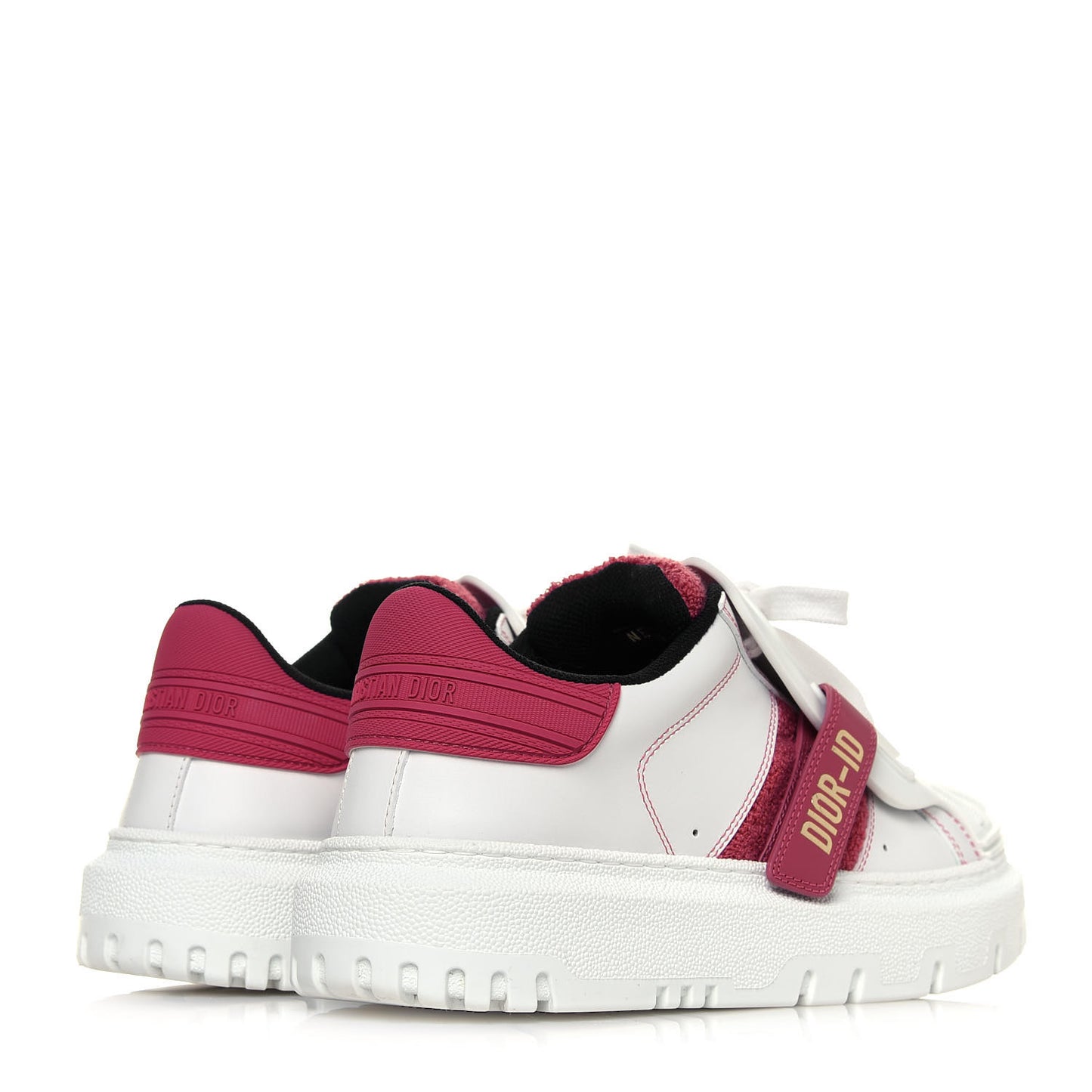 Suede Patent Terry Cloth Dior-ID Platform Sneakers 38 White Framboise