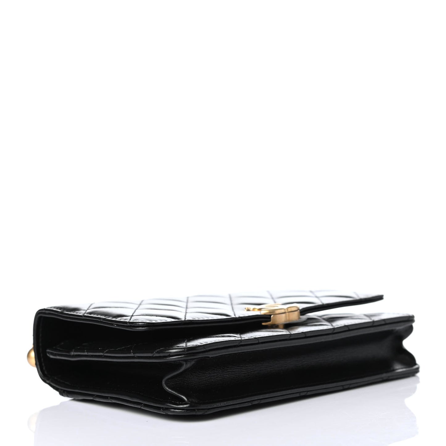 Calfskin Quilted Perfect Fit Wallet On Chain WOC Black