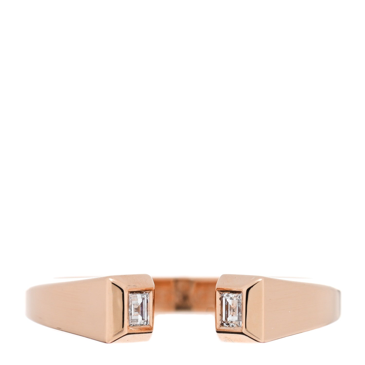 Hermes 18K Rose Gold Diamond PM Clou de Forge Ring 52 6 1 of 5
