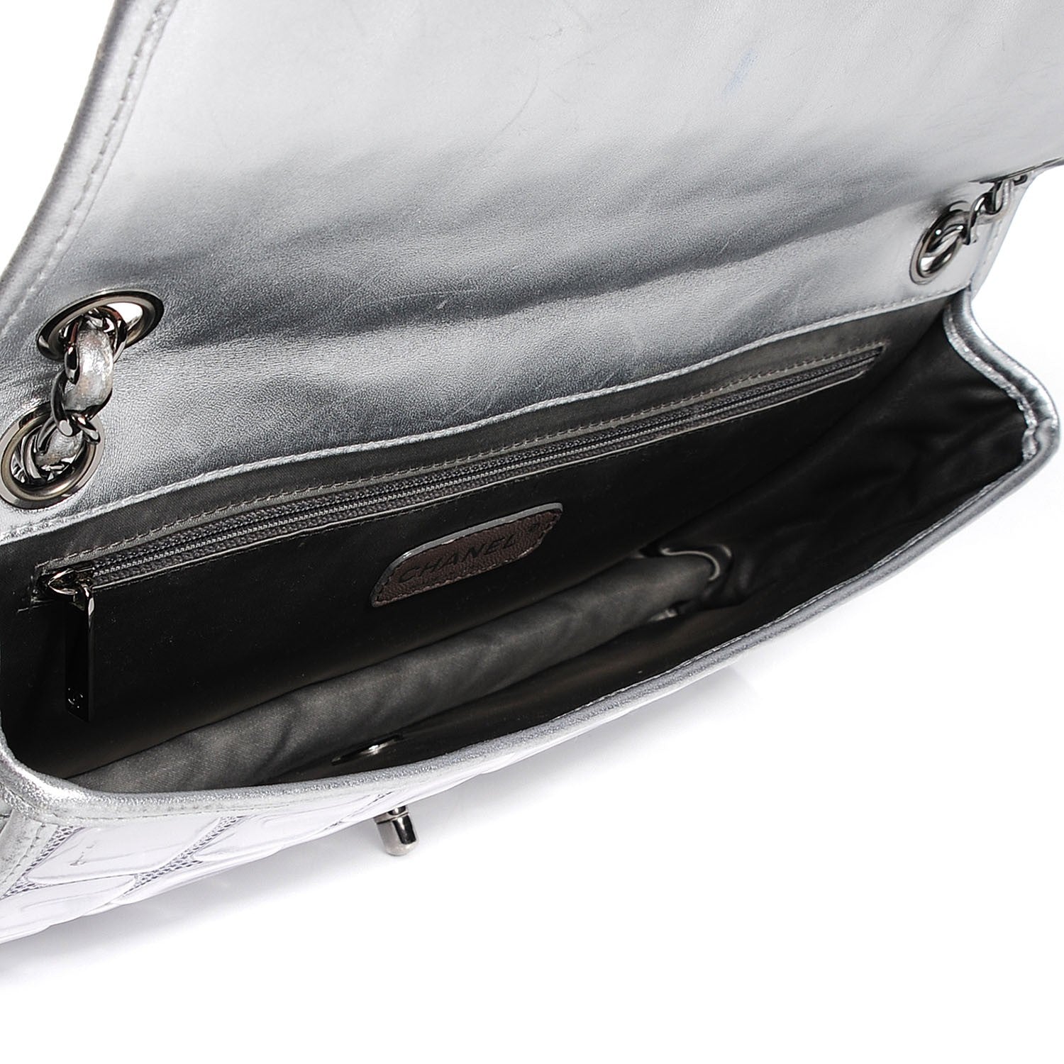 Chanel Vinyl Large Ice Cube Flap Silver 7 of 7