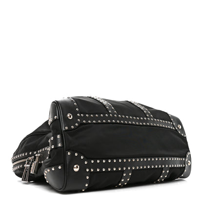 Prada Nylon Saffiano Studded Large Trunk Bag  Black 4 of 9