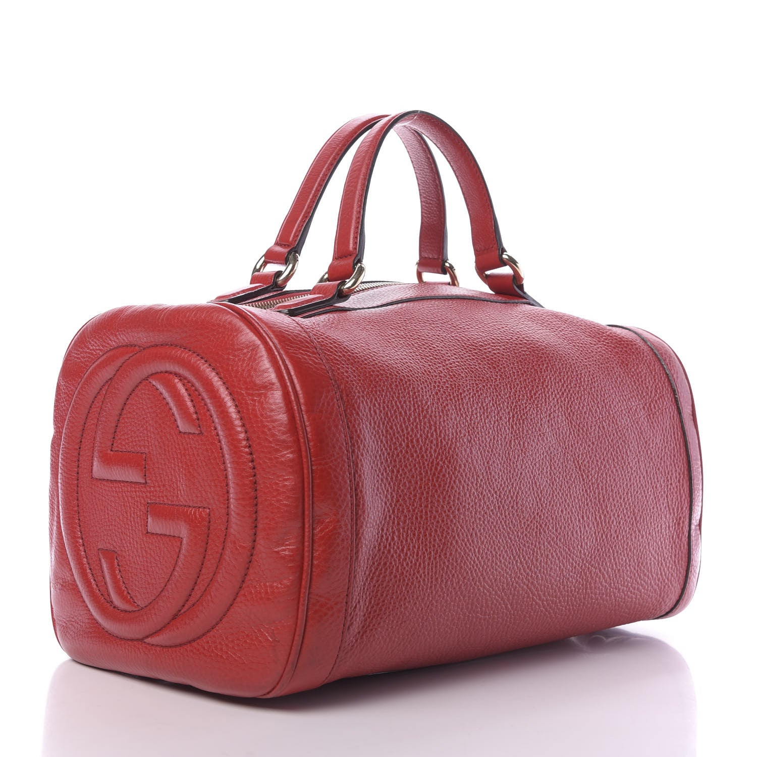 Gucci Pebbled Calfskin Medium Soho Boston Red 3 of 13