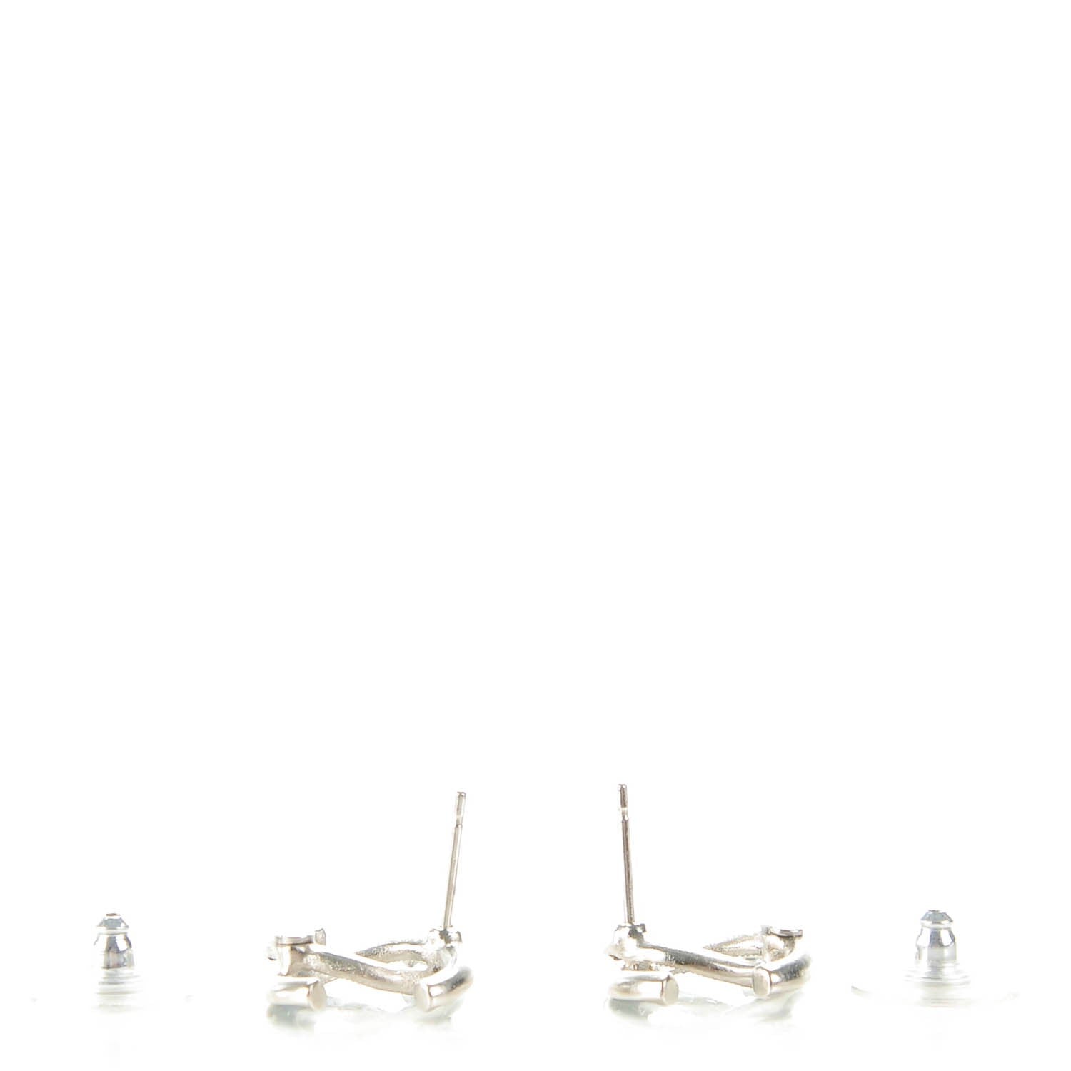 Chanel Crystal Baguette CC Earrings Blue 4 of 4