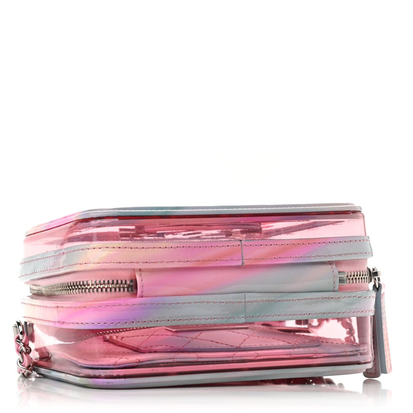 PVC Patent Calfskin Patent Lambskin Small CC Vanity Case Pink