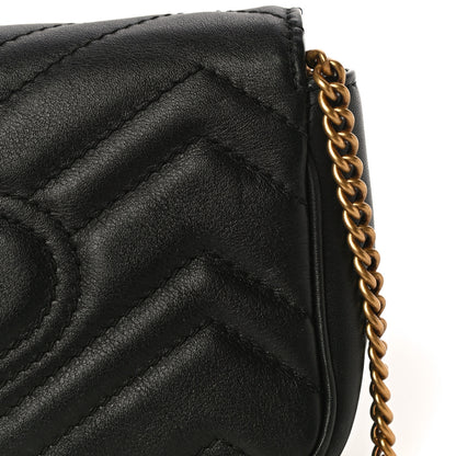 Gucci Calfskin Matelasse Super Mini GG Marmont Shoulder Bag Black 17 of 17