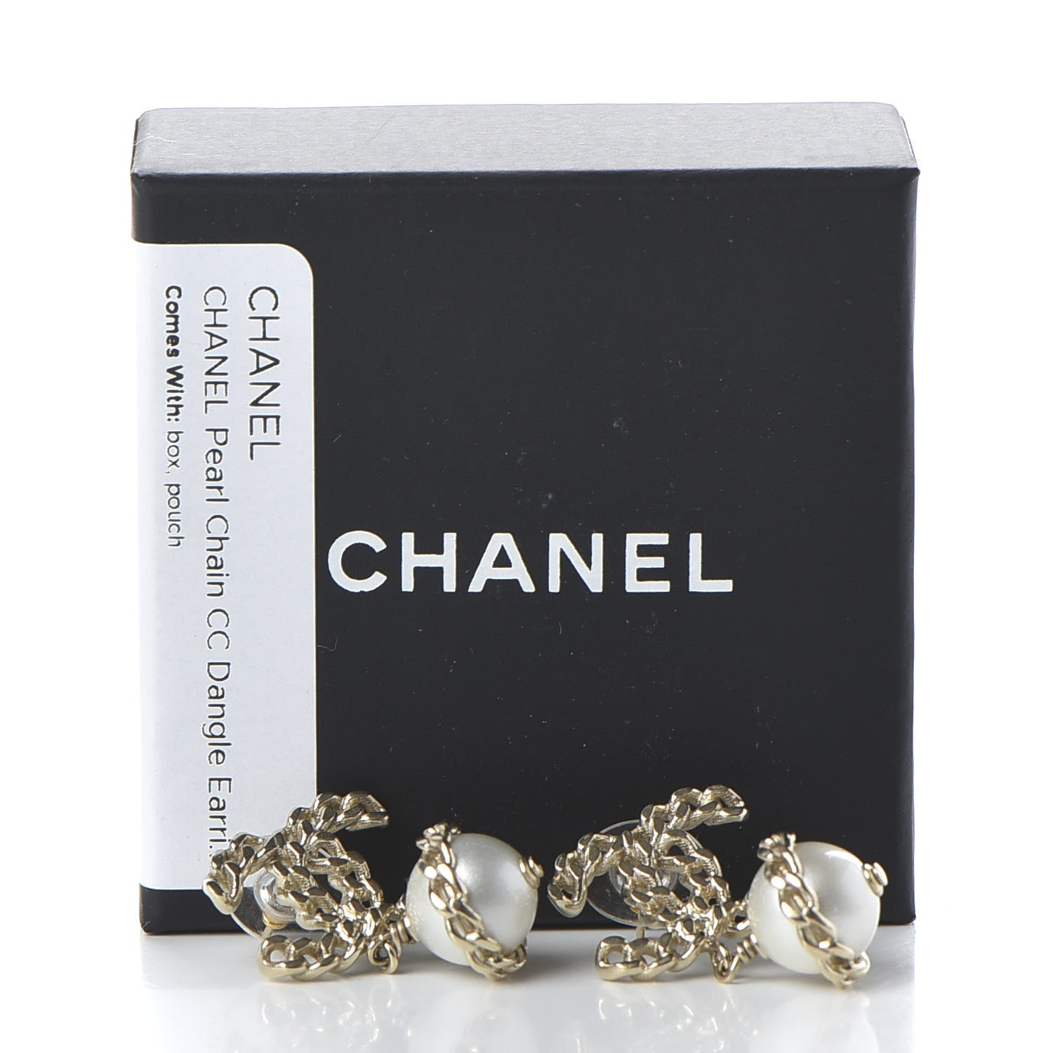 Chanel Chain Pearl CC Drop Earrings Gold 5 of 5