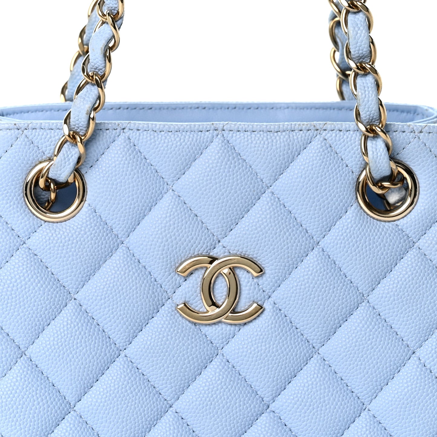 Caviar Quilted Mini Bucket Bag Blue